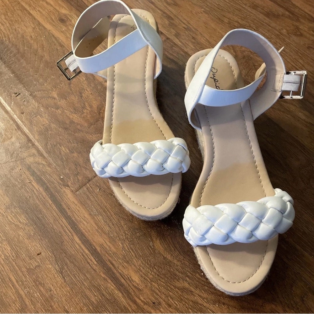 White Braided Strap Sandals Qupid size US 8